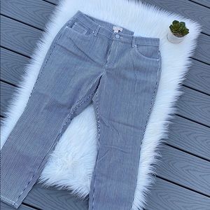 Loft curvy skinny ankle striped pants